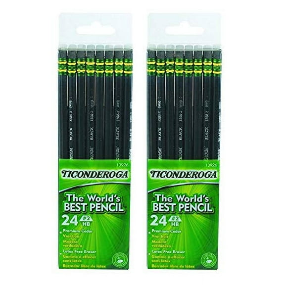 Dixon Ticonderoga Wood-Cased #2 Pencils, 2 Boxes of 24, Black 13926