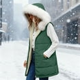 thumbnail image 5 of YOIAVAIOY Women Long Puffer Vests Reversible Hooded Sherpa Jacket Sleeveless Zip Up Winter Coat Fall Vests Outerwear Green M, 5 of 10