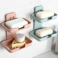 thumbnail image 3 of Coofit Soap Rack Wall-Mount 2-layer Punch-Free Soap Holder Soap Dish for Bathroom, 3 of 10