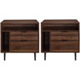thumbnail image 1 of Lincoln Ensemble de Tables de Chevet de Chambre Moderne en Noyer Foncé, 1 of 10