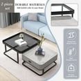 thumbnail image 6 of TY Arts & Culture Modern Waterproof Glass Square Coffee Tea End Table Twin Set of 2 Grey, 6 of 9