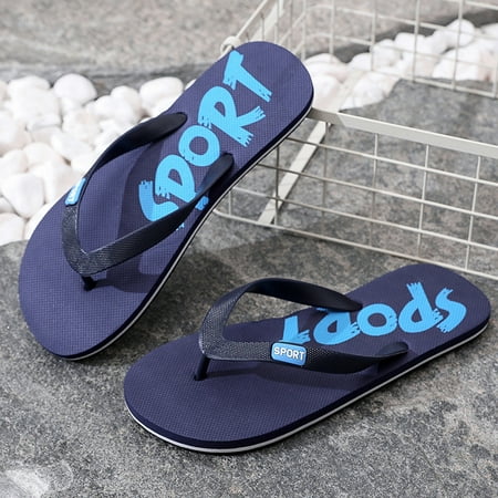 

Cathalem Men Shoes Flat Herringbone Slippers Fashion Casual Beach Casual Sandals Flip Flops Mens Original Blue 8.5