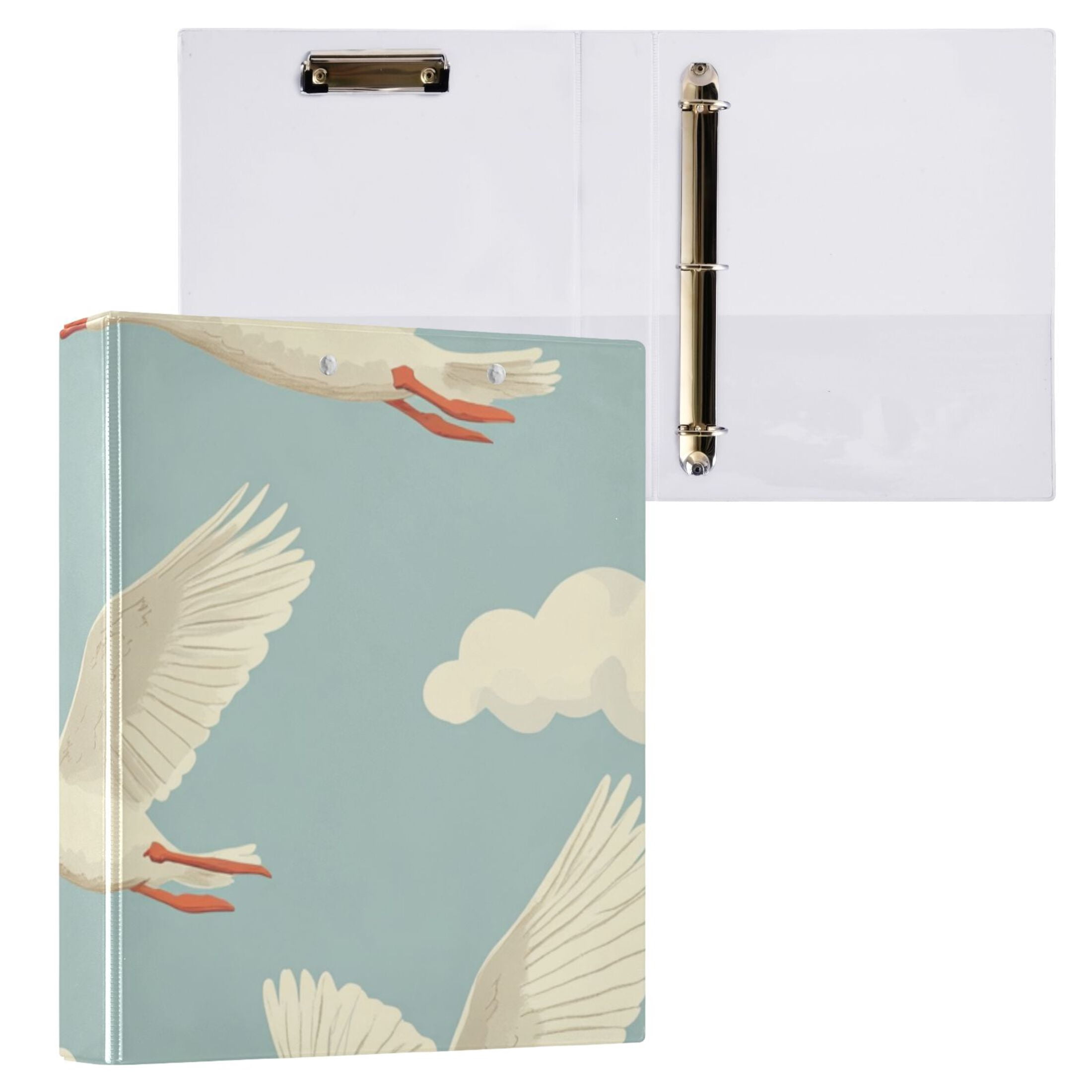 Geese Fly 3 Ring Binders 1.5 inch Hardcover File Folders with Interior Pockets A4 Size Organizer for School Office Hospital