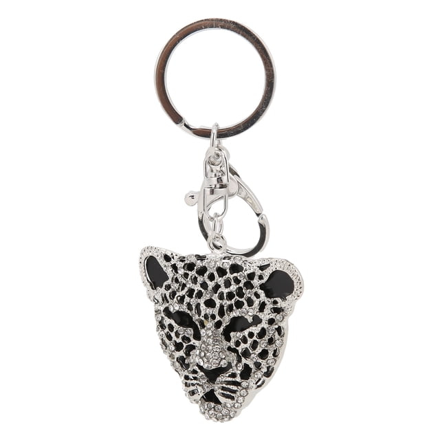 Llavero Con Diamantes de Imitación de Cabeza de Leopardo, Llavero Brillante para Llaves, Carteras, Bolsos, Coche, Accesorios Portátiles para NaviDad, Día de Acción de Gracias