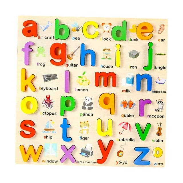 Milaget Wooden Puzzle Interactive Matching Game for Kindergarten 3 4 5 Year Old Gift Lowercase Letters