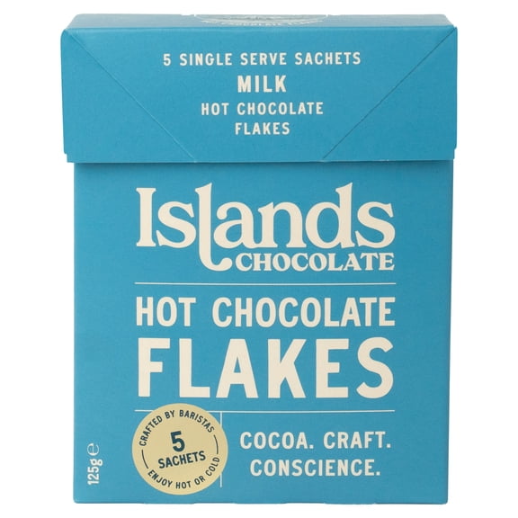 Islands Chocolate Milk Hot Chocolate Flakes 125g, Imported from Britain
