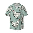 thumbnail image 5 of Picia Hand Drawn Chickens Men's Linen Shirts Short Sleeve Cuban Beach Shirts Casual Shirts Button Down Shirt for Men Beach Summer Wedding Shirt-Medium, 5 of 7