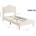 thumbnail image 2 of Twin XL Size Upholstered LED Bed Frame with Adjustable Headboard and Footboard, Velvet Princess Platform Bedframe for Kids/Girls, Wooden Slats Support, No Box Spring Needed, Easy Assembly, Pink, 2 of 9