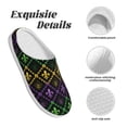 thumbnail image 5 of Fotbe Mardi Gra Geometric Pattern Women's Fuzzy Curly Fur Memory Foam Loafer Slippers Indoor Outdoor Slippers Winter Home Shoes-39/40, 5 of 7