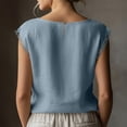 thumbnail image 5 of Sevevn Women's Lace Trim Sleeveless Tank Top Round Neck Casual Blouse Light Blue XL, 5 of 7