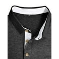thumbnail image 4 of Lumento Men Tops Long Sleeve Polo Shirt Button Blouse Mens Solid T-Shirt Lapel Neck T Shirts Basic Tee Dark Gray M, 4 of 5