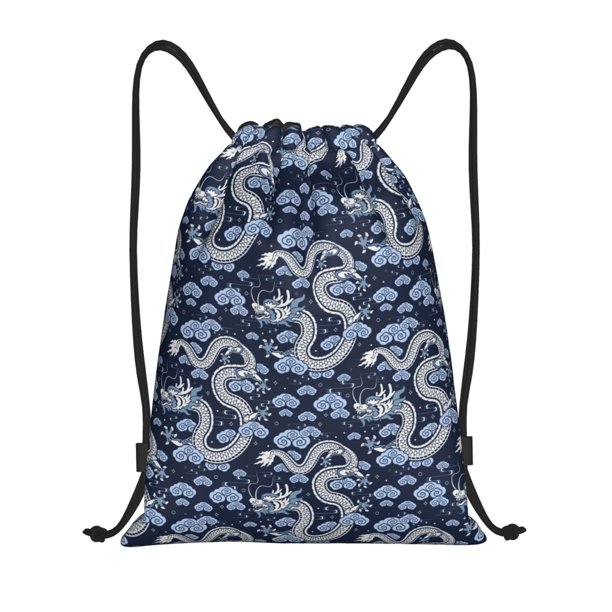 Fotbe Dragon Bolsa Mochila con Cordón Estampada, Bolsa de Gimnasio Deportiva, Bolsa Cinch, Bolsa con Cordón para Hombres y Mujeres-Medium