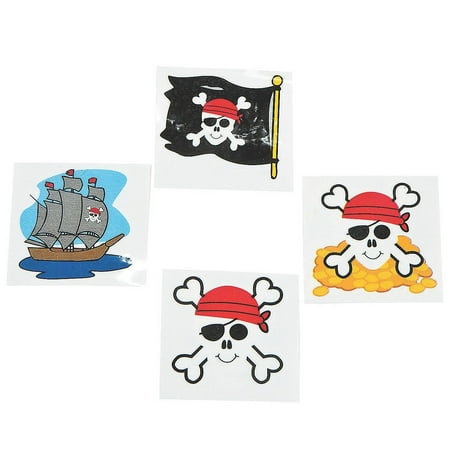 Pirate Tattoos 72 Per Package, Assorted Styles, 72 ~ Pirate Temporary Tattoos ~ Approx. 1.5