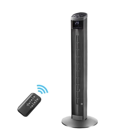 29 Inch Bladeless 90 Degree Oscillating Tower Fan with Top Mounted Remote, 3 Speeds Mode Stand Fan Features with 38dB