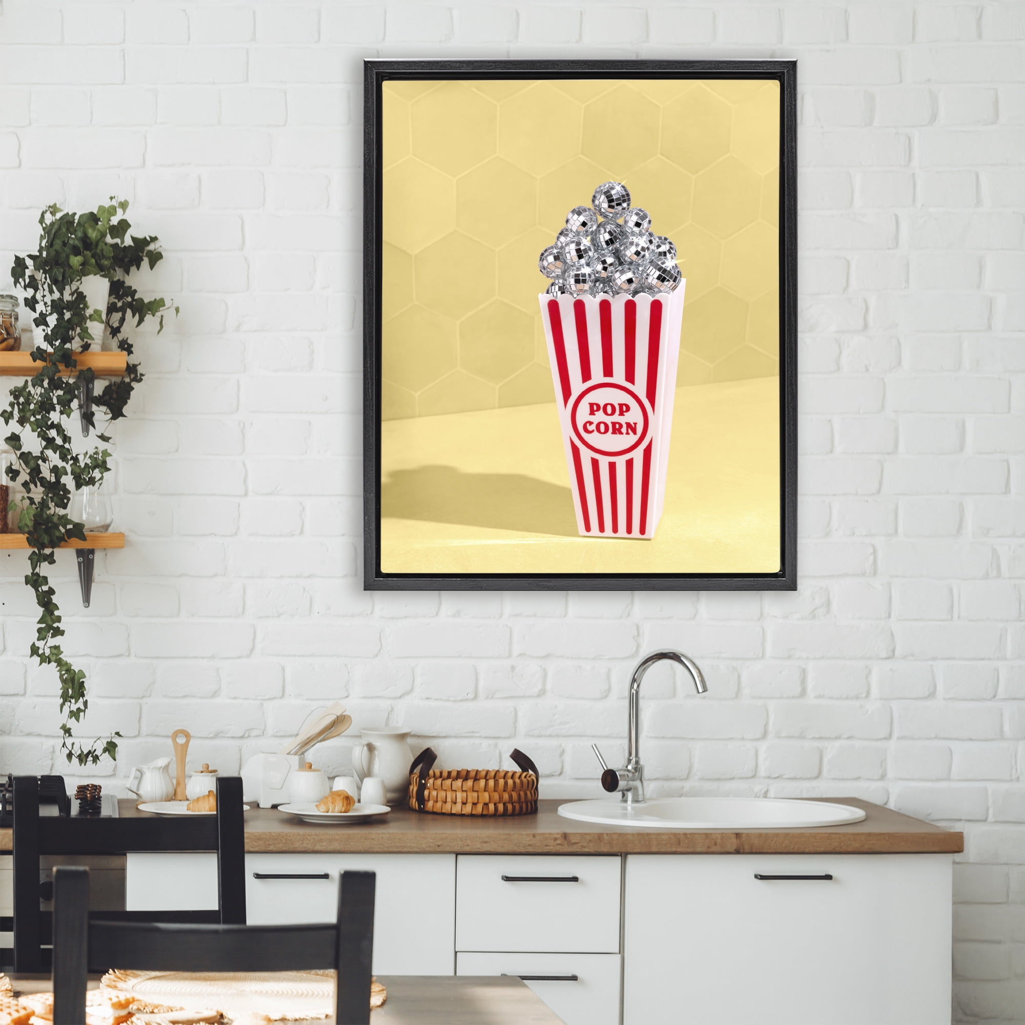Stupell Industries Disco Filled Popcorn Black Framed Floater Canvas Wall Art, design by LISH Creative