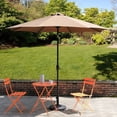 thumbnail image 3 of 9 FT Outdoor Patio Table Umbrella with Push Button Tilt and Crank, Large Market Sun Umbrella with 8 Sturdy Ribs for Garden, Deck, Backyard& Pool, Fade Resistant, Waterproof& UV Protection, Coffee, 3 of 6