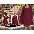 thumbnail image 4 of SIEANE Women's Plus-Size Casual Crew Neck Autumn Long Sleeve Stretch Knit MIDI Dress 1X-4X, 4 of 7