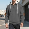 thumbnail image 2 of LpwkSSA Men's Linen Hoodies Casual Long Sleeve Pullover Coat Solid Color Lightweight Loose Fit Hooded Sweatshirt Quarter Button Drawstring Coats Gray XXXL, 2 of 9