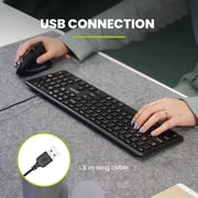 Perixx Periboard-210US - Wired Slim USB Keyboard - Quiet Scissor Keys - Black