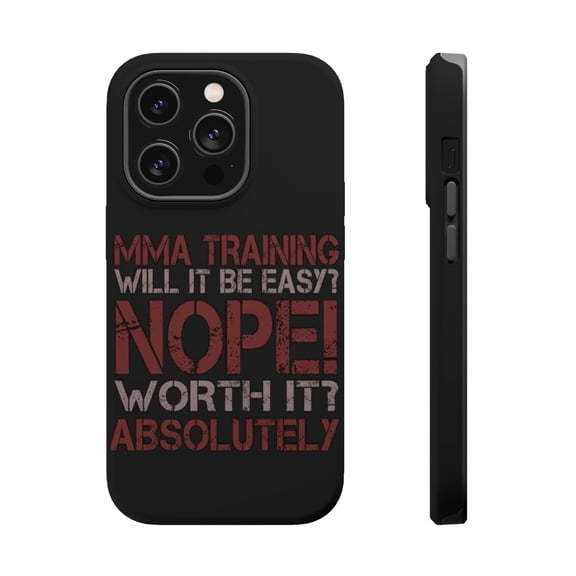 DistinctInk Tough Case for Apple iPhone 15 PRO (6.1" Screen), Compatible with MagSafe Charging - MMA Training Easy? Nope! Worth It!