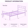 thumbnail image 6 of Yoneston Twin Size Girl's Metal Platform Bed Frame with Headboard, 12.7" Single Bed Frame for Kids, Teens Bedroom Furniture, Purple, 6 of 9