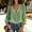 Green, variant on Women's Ruffle V-Neck Blouse 3/4 Puff Sleeve Peasant Top Cotton Linen Loose Fit Breathable Casual Fall Shirt 8 Colors S-XXL