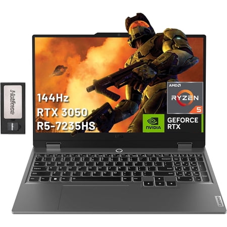 Lenovo LOQ 15.6" Gaming Laptop, FHD 144Hz 300-nit Display, AMD Ryzen 5 7235HS, GeForce RTX 3050, 64GB DDR5, 4TB SSD, Backlit Keyboard, Webcam, Wi-Fi 6, Win 11 Home, Grey, 128GB Docking Station Set