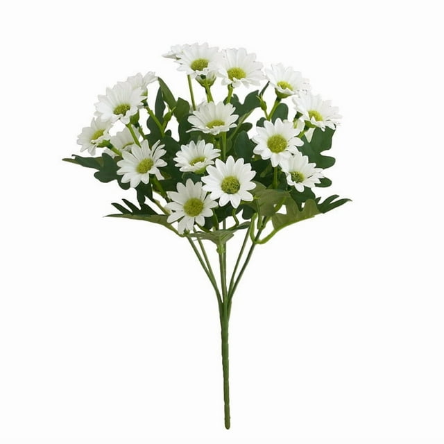 Ramo de suplemento de manzanilla artificial | Crisantemo de seda, flores de orquídea pequeñas realistas | tallos plegables largos para el hogar, la oficina, la boda, la decoración del jarrón |