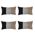 thumbnail image 2 of Boho-Chic Set of 4 Handcrafted Decorative Throw Pillow Cover Solid Jacquard 18" x 18" Black & Ivory & Brown Square Pillowcase for Couch, Bedding, 2 of 6