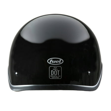 FUEL Adult Motorcycle Half Helmet, Dot Approved, Gloss Black, Medium