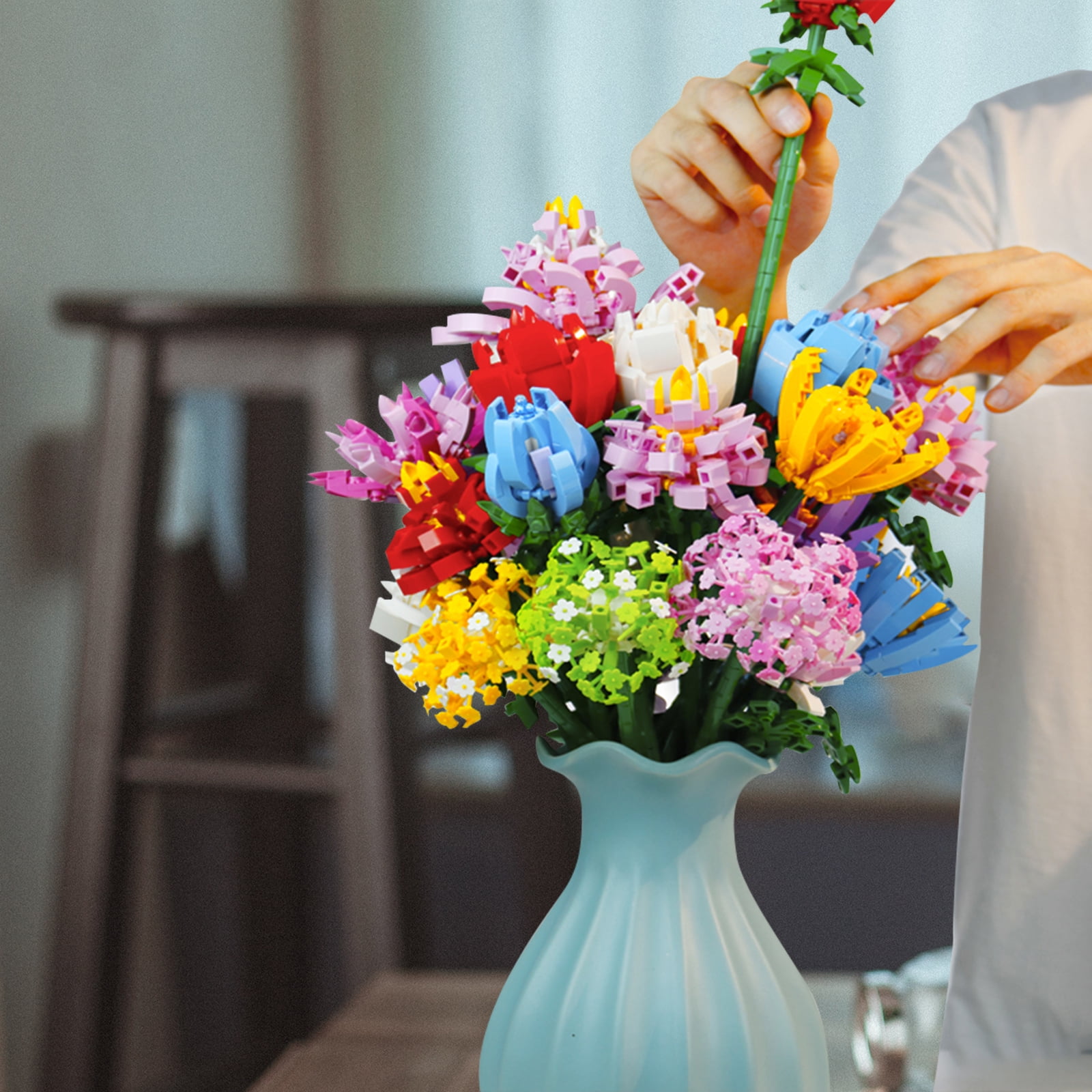 Flowers Bouquet Building Blocks Set Comes with Exquisite Packaging Box