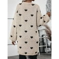 thumbnail image 6 of Women'S Long Sleeve Cute Cardigan Sweaters V Neck Open Front Ribbed Knit Heart Sweater Coat  XL, 6 of 7