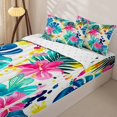 thumbnail image 3 of Erosebridal Watercolor Tropical Zipper Twin Comforter Sets with Fitted Sheet and 2 Pillowcases,Colorful Monstera Print Zipper Bedding Set For Adults,Reversible,4 Pieces, 3 of 7