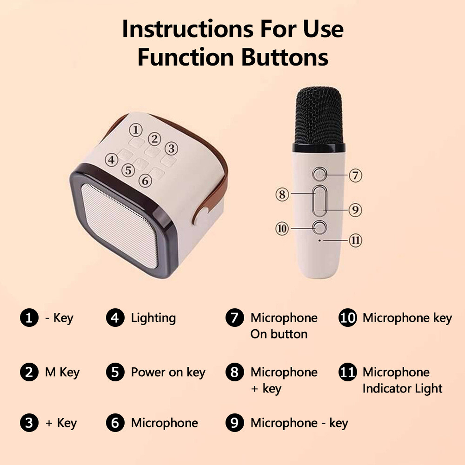 FFORCE Mini Karaoke Machine for Kids and Adults — Portable Bluetooth Speaker with 2 Wireless Microphones, Home Karaoke System, Gift for Girls Ages 4-12+ (Beige)