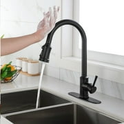 Touch Kitchen Faucet with Pull Down Sprayer, High Arc Single Handle Kitchen Sink Faucet, 360 Degree Rotating Stainless Steel Kitchen Faucet,Matte Black
