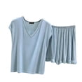 thumbnail image 5 of Bovxnpu Womens Pajamas Sets 2 Piece Short Sleeve Lounge Set Cotton Crew Neck Short Sleeve Shorts Summer Light 2-Piece Sleepwear, 5 of 5