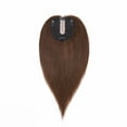thumbnail image 3 of MY-LADY Clip in Hair Topper 100% Remy Human Extensions Women Toupee Silk Base Hairpiece with Bangs for Loss Hair #04 Medium Brown 10", 3 of 6