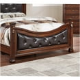 thumbnail image 4 of JERFIT Queen Bed Frame with Headboard Footboard, Traditional Upholstered Faux Leather Platform Bed, Dark Cherry Finish, No Box Spring Needed, 4 of 7