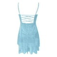 thumbnail image 4 of Povozer Short Homecoming Dresses for Teens 2025 Spaghetti Strap Satin Prom Dress(Light Blue,XL), 4 of 5