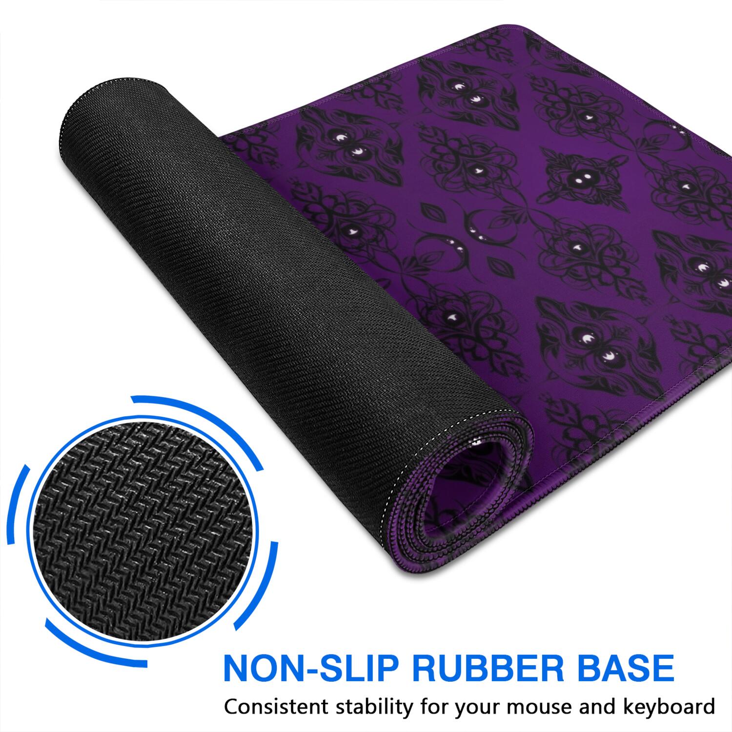 Long Mouse Pads for Desk,Purple Black Ornament Eye Pattern Desk Mats on Top Of Desks, Desk Mouse Pad Extra Large with 3mm Non-Slip Base and Stitched Edge for Gaming,Office,Work,Home 31.5"x15.7"