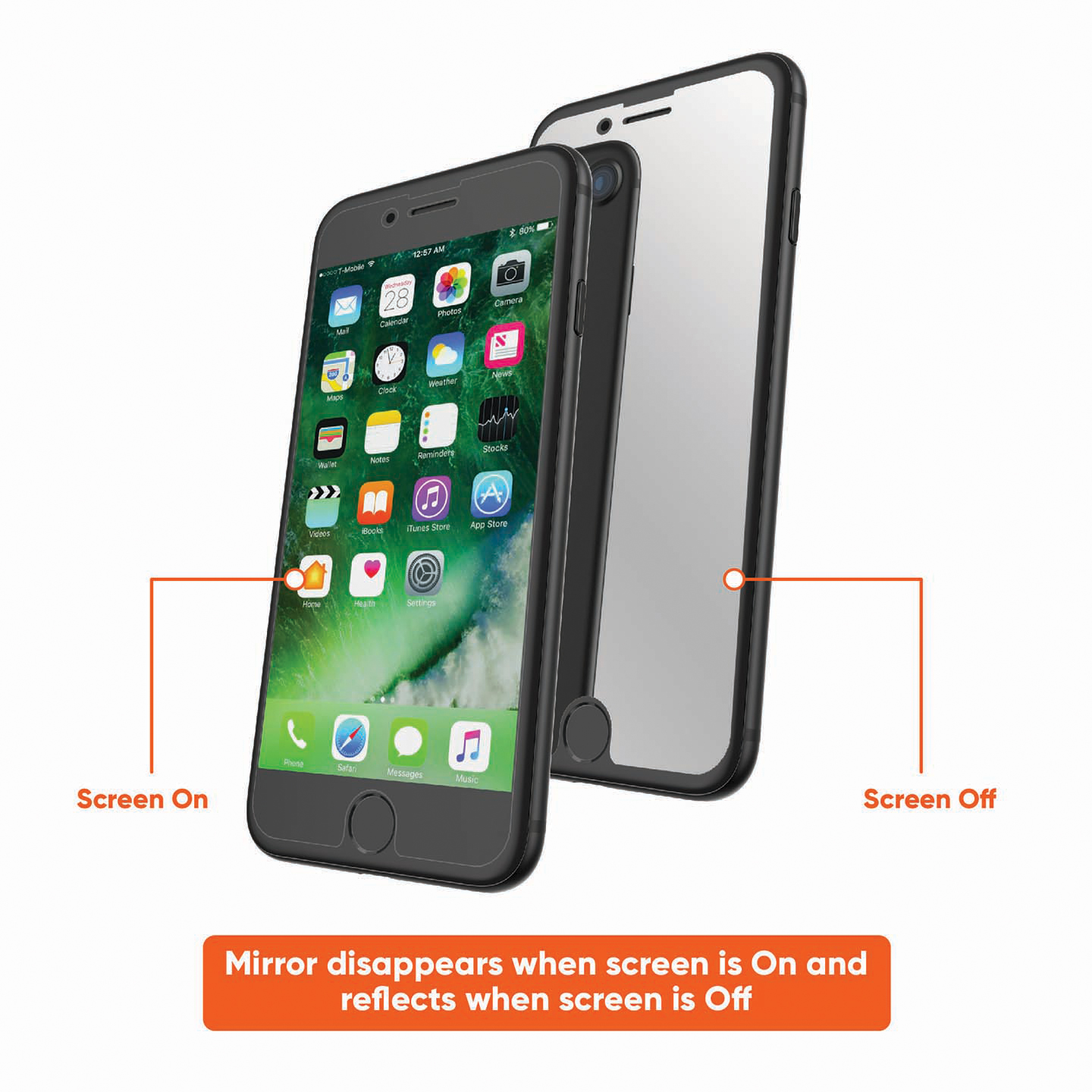 onn. Mirror Glass Screen Protector for iPhone 6/6s/7/8/SE 2020/SE 2022 - Mirror Finish - image 2 of 6