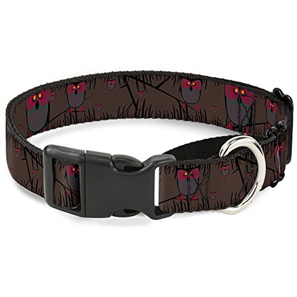 buckle-down martingale dog collar - owls flip black mauve sage - 1" wide - fits 15-26" neck size - large