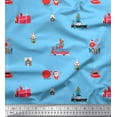 thumbnail image 1 of Soimoi polyester Crepe Fabric House,Gift Box & Santa Christmas Printed Craft Fabric by the Yard 52 Inch Wide, 1 of 1