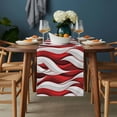 thumbnail image 2 of Red White Moire Table Runner - 70 Inch Long, Kitchen Dining Table Runner Dresser Scarves, Modern Abstract Art Farmhouse Decor for Coffee Tables Wedding Party Banquet, 2 of 8