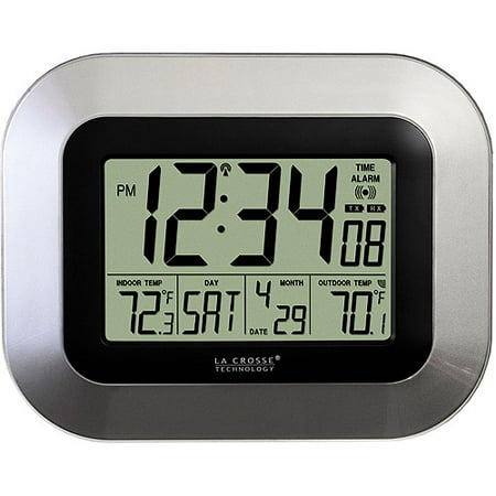 La Crosse Technology Silver Digital Atomic Clock with