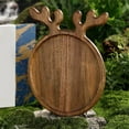 thumbnail image 6 of Yucurem Charcuterie Dessert Board Antler-Shape Appetizer Platter Christmas Wood Dinner Tray Dessert Snacks Tray for Restaurant Home, 6 of 9