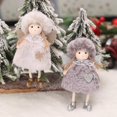 thumbnail image 3 of Farfi Muñeca de ángel de Navidad con ala Sombrero de Felpa Falda Adorno de Estrella Cara Sonriente Accesorio de Festival de Piernas Largas Cordón Decoración del hogar de Navidad Colgante para niñ, 3 of 5