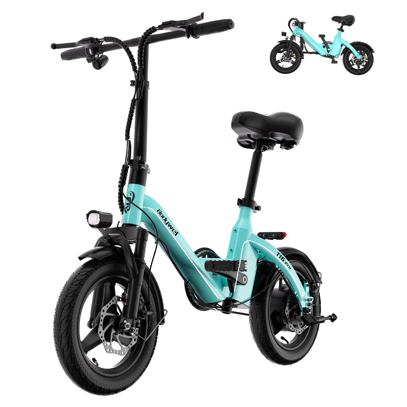 Bodywel T16pro Electric Bike for Adults, Electric Bicycle with 36V 13Ah Battery, 14" Folding Ebike, 500W Motor, Commuting Mini E Bikes, UL2849