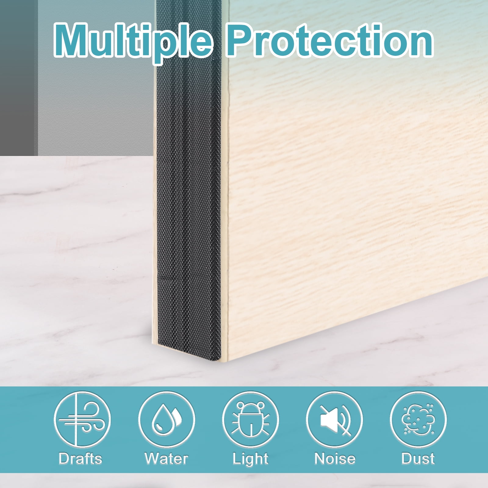 Uxcell 2 Pcs Weather Stripping Door Seal, 16.4 ft Self-Adhesive PU Foam Weather Strip Wedge Window Sealer Tape for Winter Soundproofing Frame Winter Insulation Tape Door Gap Filler, Black
