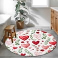 thumbnail image 3 of Valentine's Day Round Area Rug 4Ft Washable Circle Rugs for Bedroom Dining Room, Pink Red Love Heart Spring Green Botanical Non-Slip Carpet Floor Mats Indoor Outdoor Carpet Runner Home Decor, 3 of 8